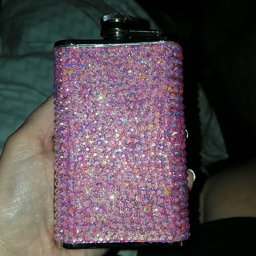 a super cute glittery flask